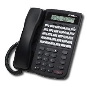 Comdial Impact SCS 8412F-FB Flat Black 12 Button Digital Telephone with Full Dup 
